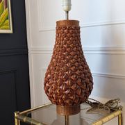 Large vintage woven lamp base in Riviera/Boho style from the 1970s.
