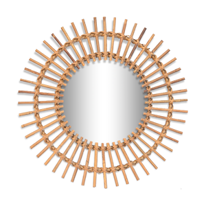 Miroir rotin vintage soleil 57cm