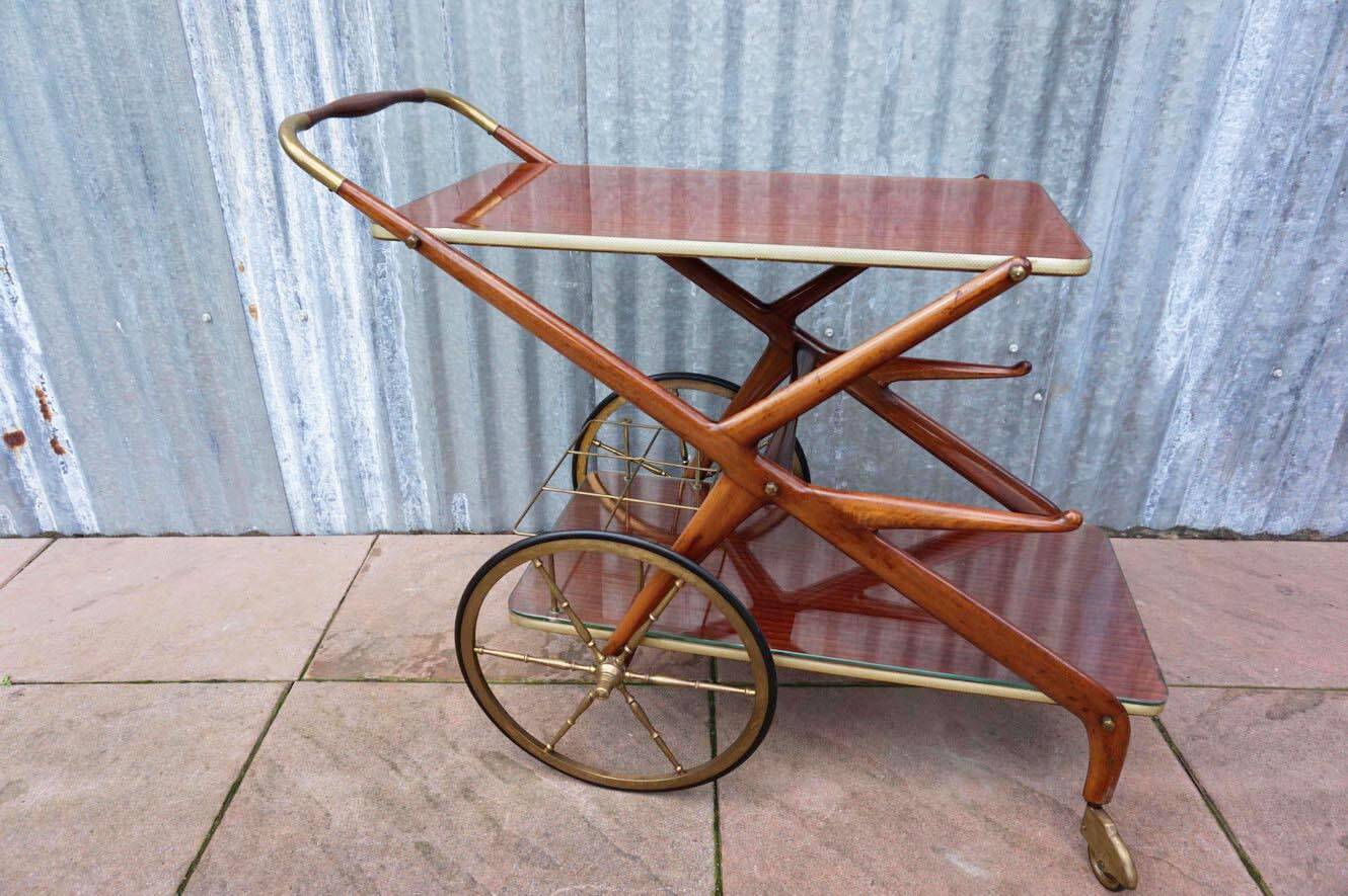 Mid-century bar cart/service cart by Cesare Lacca, 1950s.