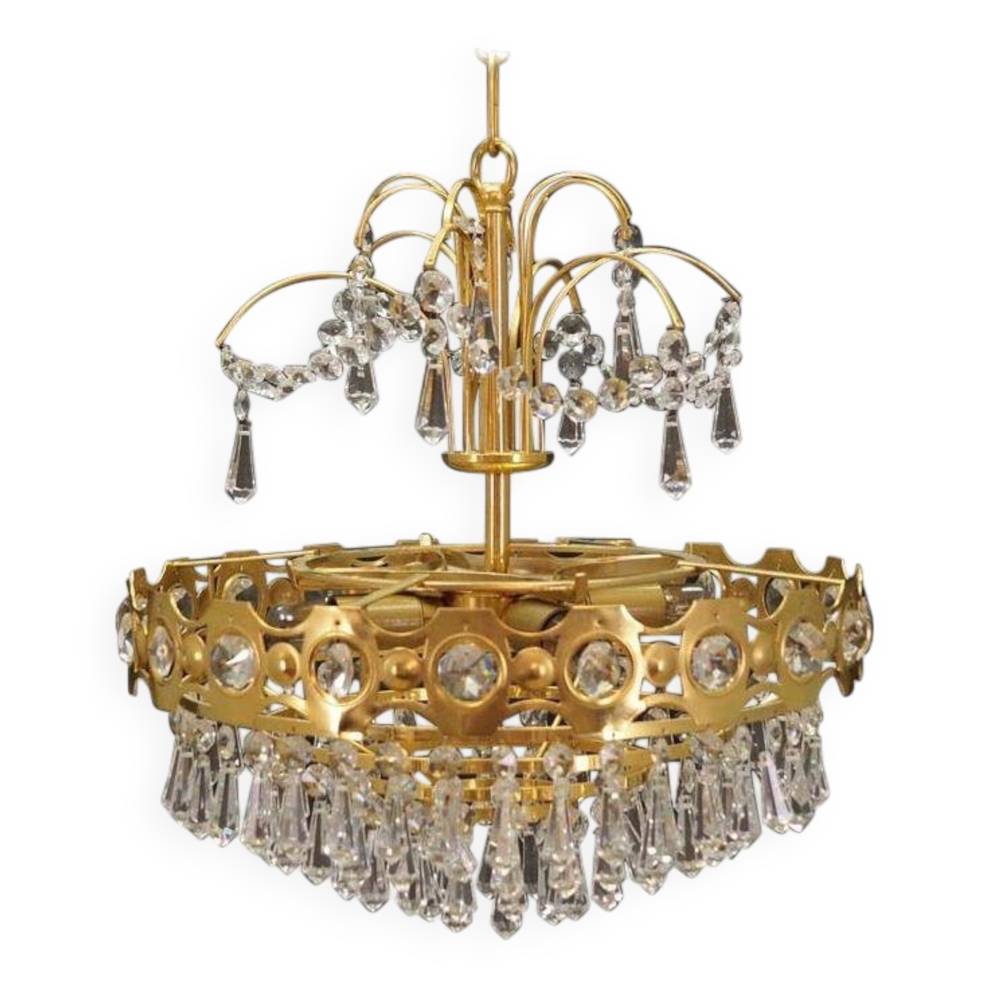 Lustre en laiton, design danois, années 1970, production : Danemark