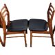 4 Scandinavian Design Chairs in Teak with Black Skai Upholstery 1960