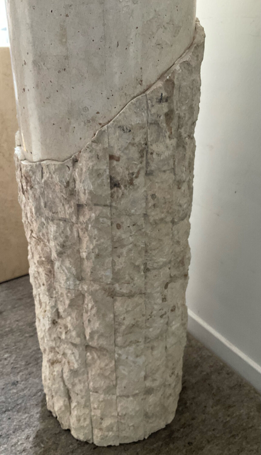Vintage travertine column 70s-80s