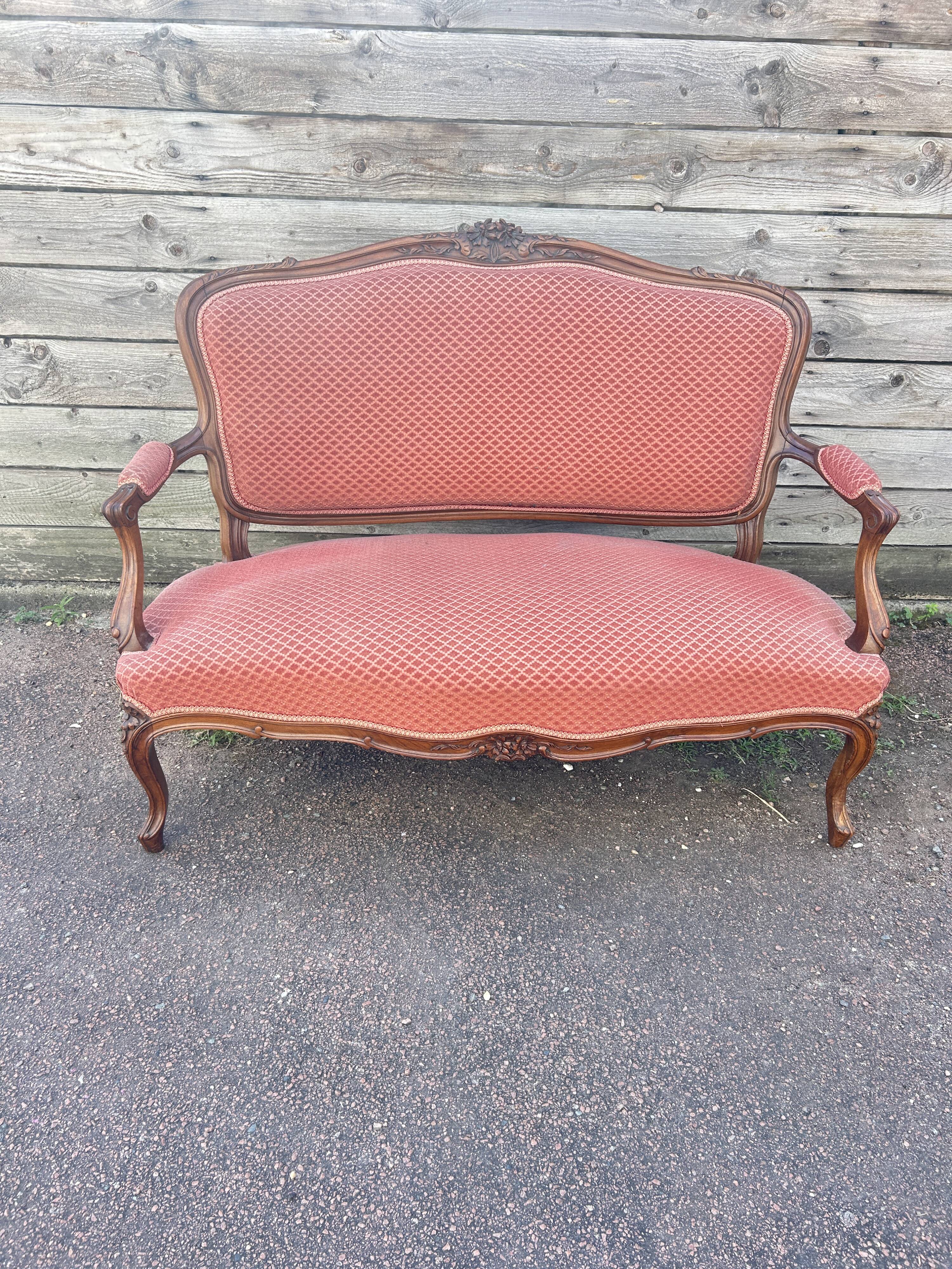 Banquette de Style Louis XV en noyer