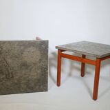 Mid-century side table set teak slate table 60s 70s vintage