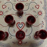 Lot de 6 mazagran en céramique émaillé bordeaux