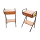 Pair of bedside tables from the 60s in gilded oak and tubes stamped Descher
