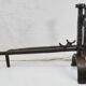 Old pair of chenet landier fireplace turns wrought iron spindle
