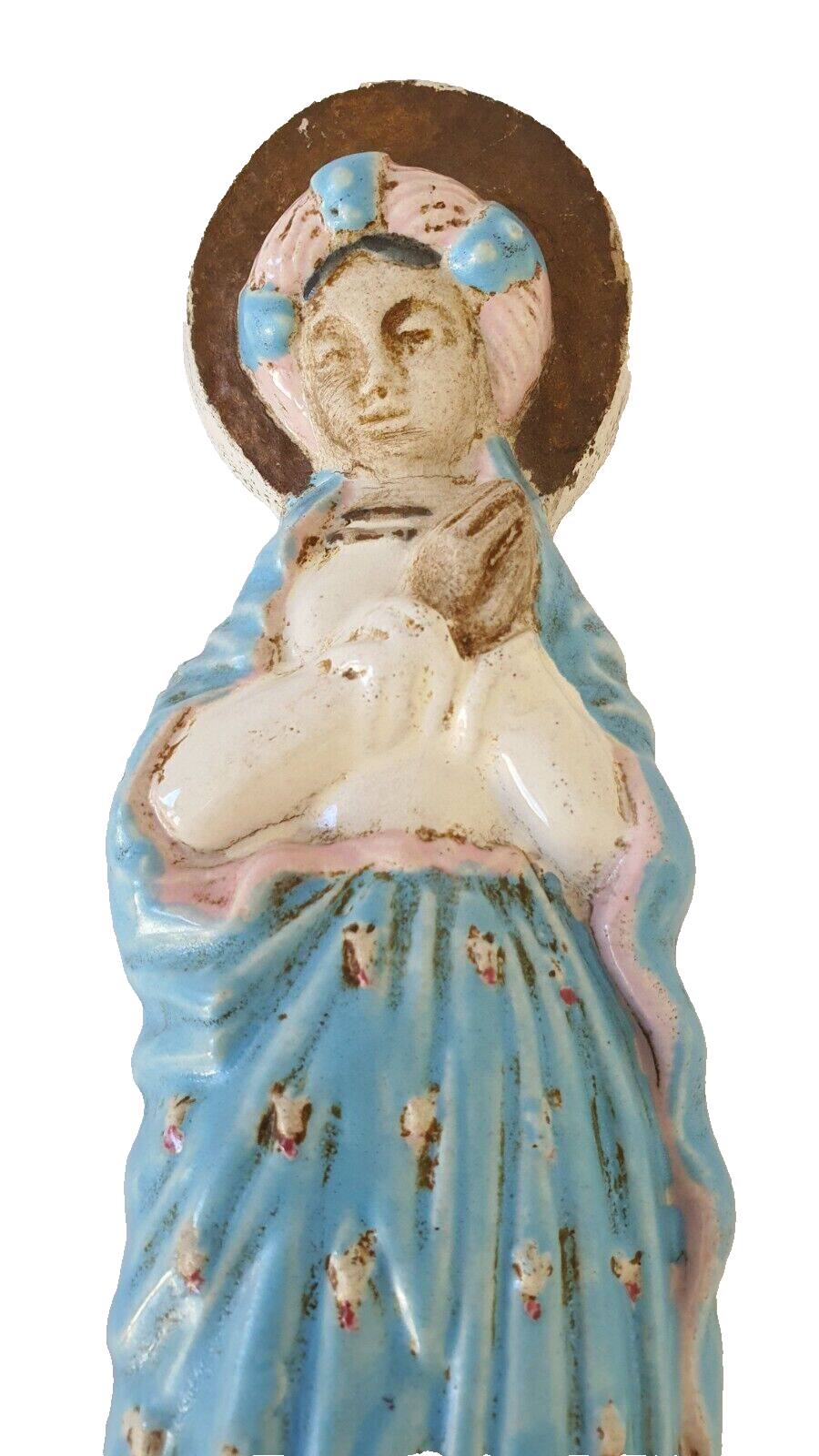 Holy Virgin Wall Sculpture 34 Cm Signed Guérin L 11