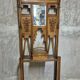 Vintage carved oak hall tree with mirror and coat hooks, early 20th century, 192 × 72 × 24 cm