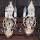 Italian Hollywood Regency Crystal Wall Lights – Silvered Metal Double Arm Light