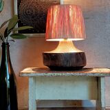 Brutalist free-form lamp in solid wood 60s