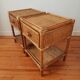 Pair of bedside tables in rattan and wicker - circa 1970