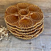 6 Sarreguemines oyster plates France in a slip