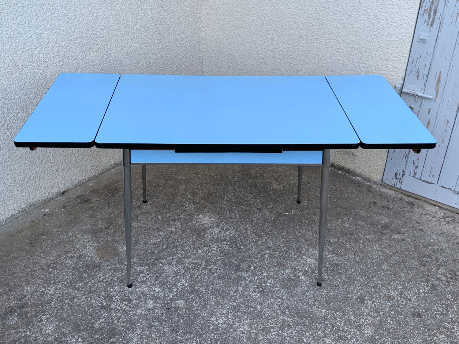 Blue formica table Sogemap 1960