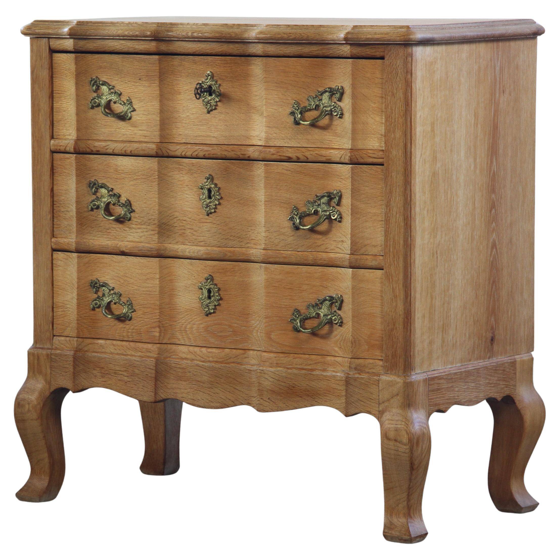 Vintage Mid-Century Danish Oak Baroque/Rococo style Commode