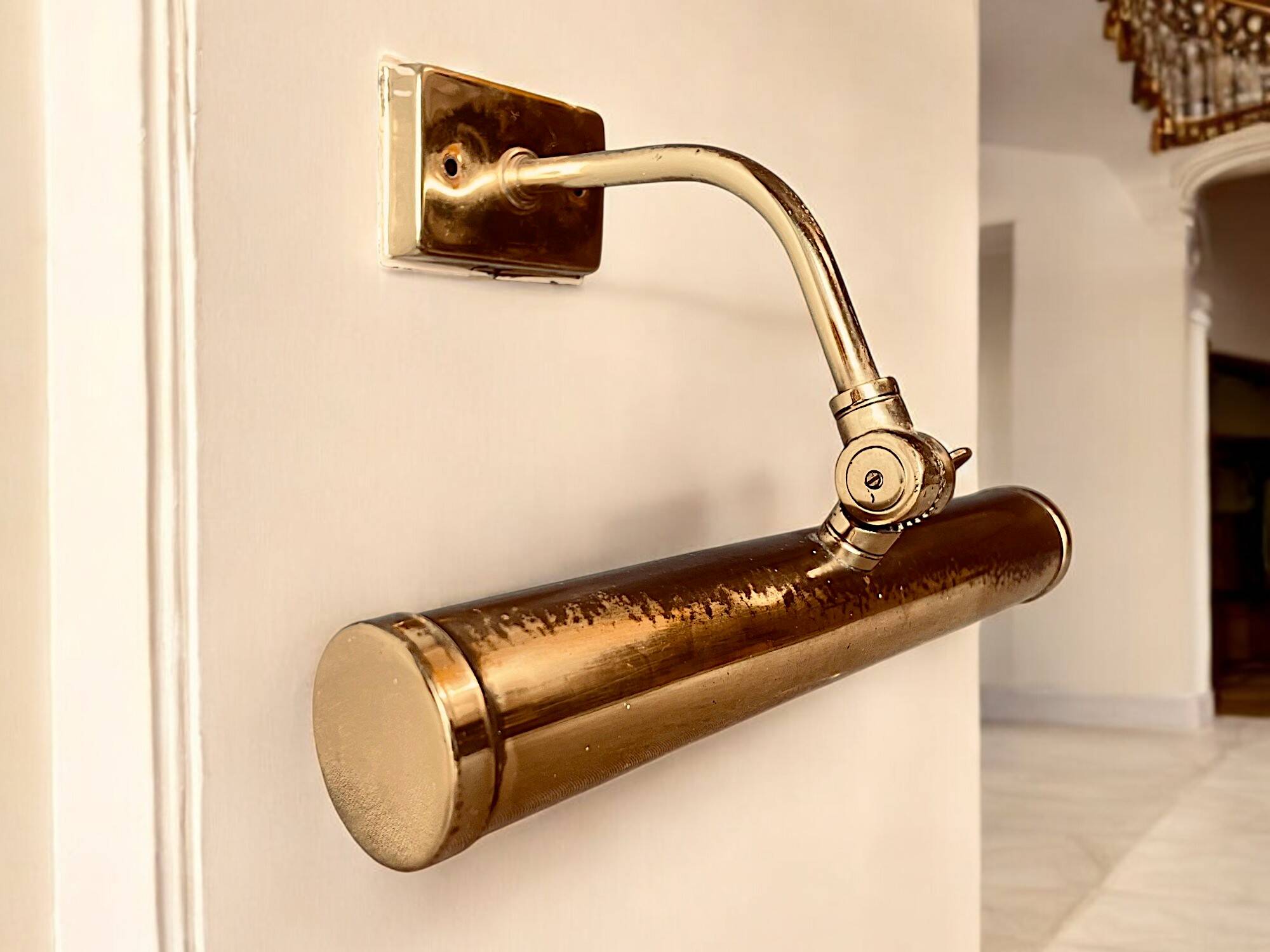 Industrial style aged brass wall art picture light