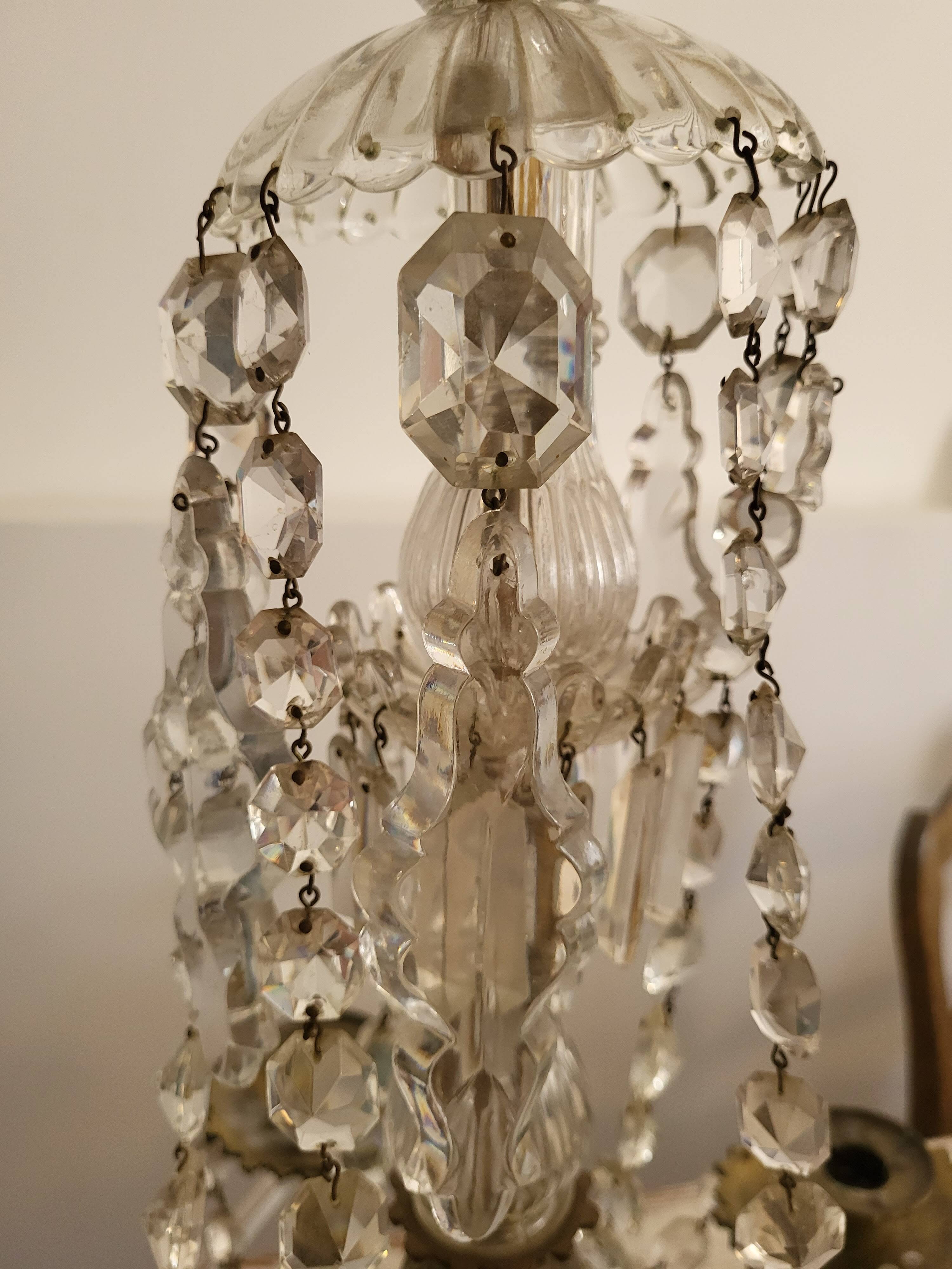 Antique brass and cut crystal chandelier - Empire style - 5 arms - for box