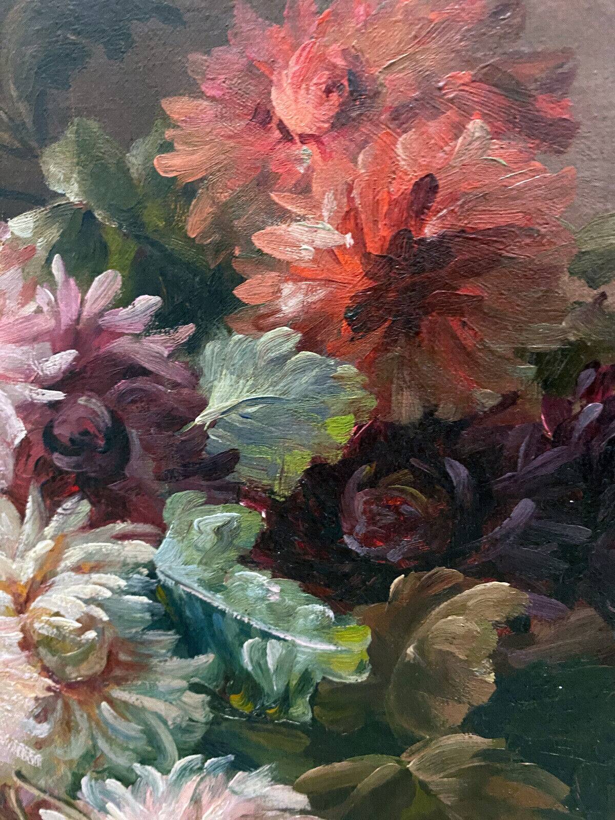 HST painting "Jetty of flowers" 19th century signed Tessier