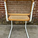 Cesca chair b32 model in white and wood by Marcel Breuer