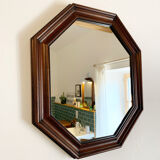 Vintage octagonal wooden mirror