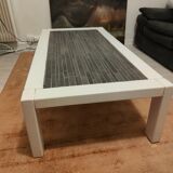 Handcrafted wood and stone coffee table