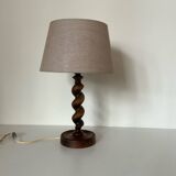 Turned wooden lamp