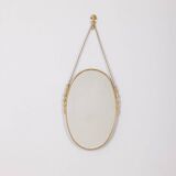 50s vintage wall mirror in brass decorated italian design