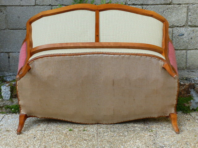 Pink velvet vintage sofa bench