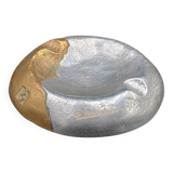 Brutalist Ashtray by Arte3 1980 Spain In Bronze and Silver Metal