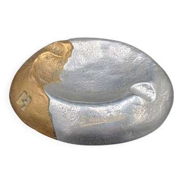Brutalist Ashtray by Arte3 1980 Spain In Bronze and Silver Metal