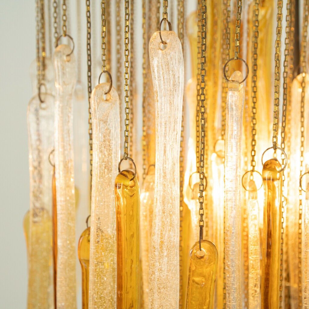 Chandelier 4 lights mazzega glass white gold 60