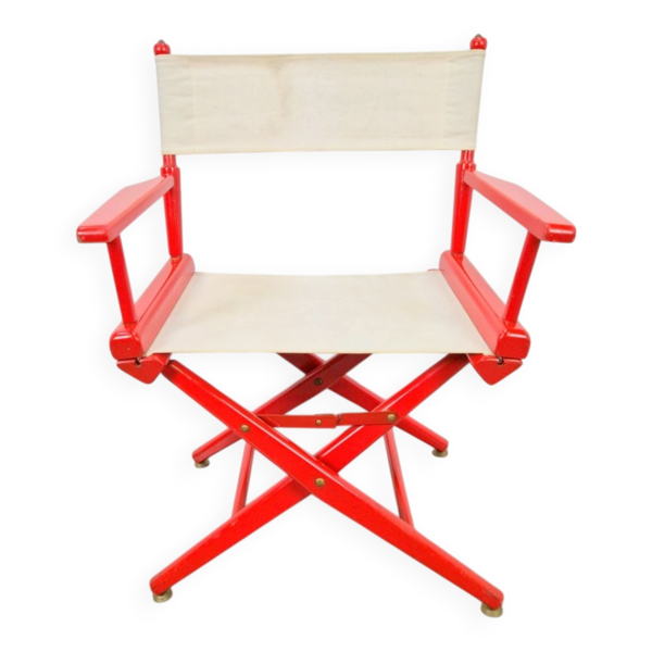 Chaise de directeur pliante en bois vintage allemande, années 1960