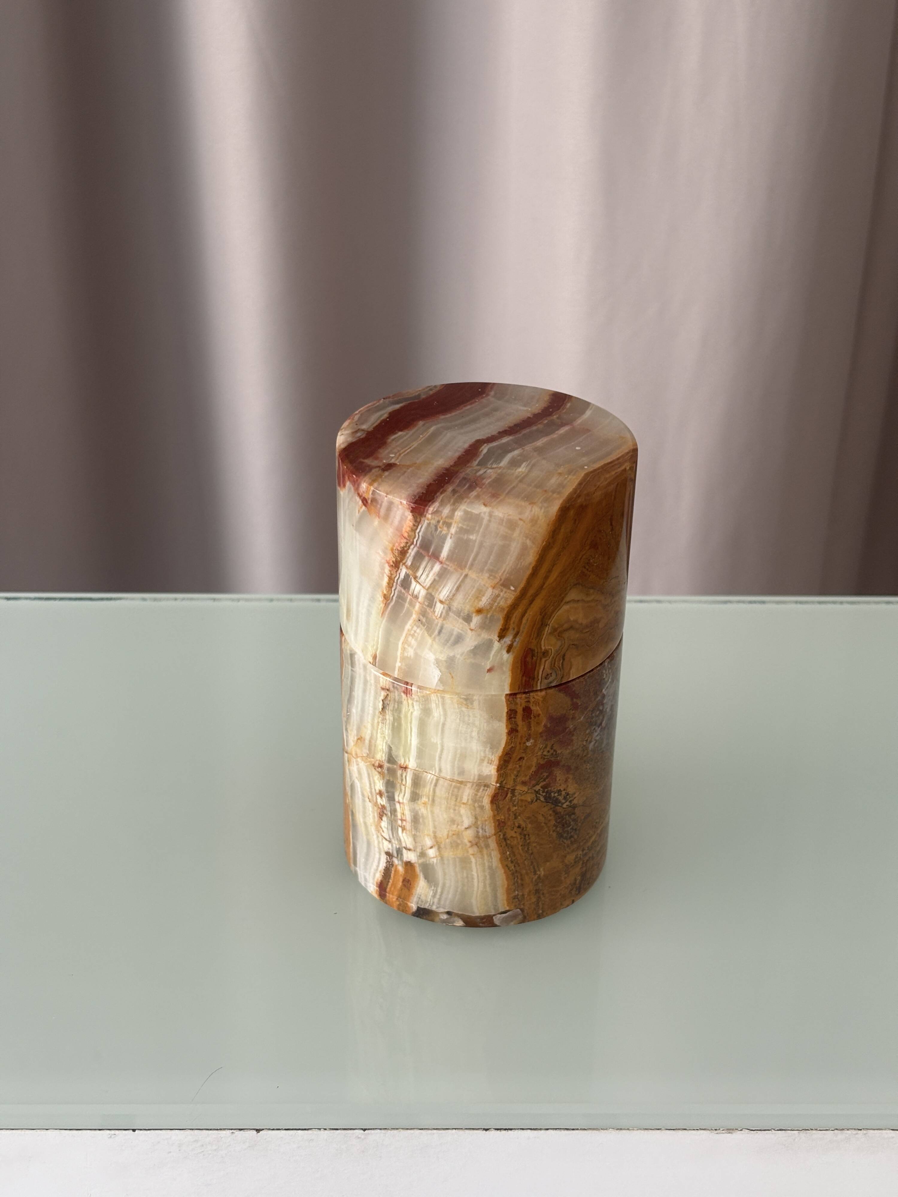 Vintage Hand-Carved Onyx Vessel | Cachepot | Sculptural Stone Bowl