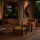 Fauteuil Amazonas avec repose-pieds en cuir cognac par Jean Gillon Brésil