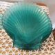 Set of 8 green glass shell plates +1 small