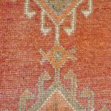 3x11 Reddish Coral Tones Vintage Runner Rug, Handwoven Runner Rug,91x346Cm