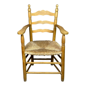 Fauteuil paillé en bois naturel