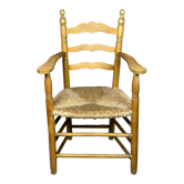Fauteuil paillé en bois naturel 1980