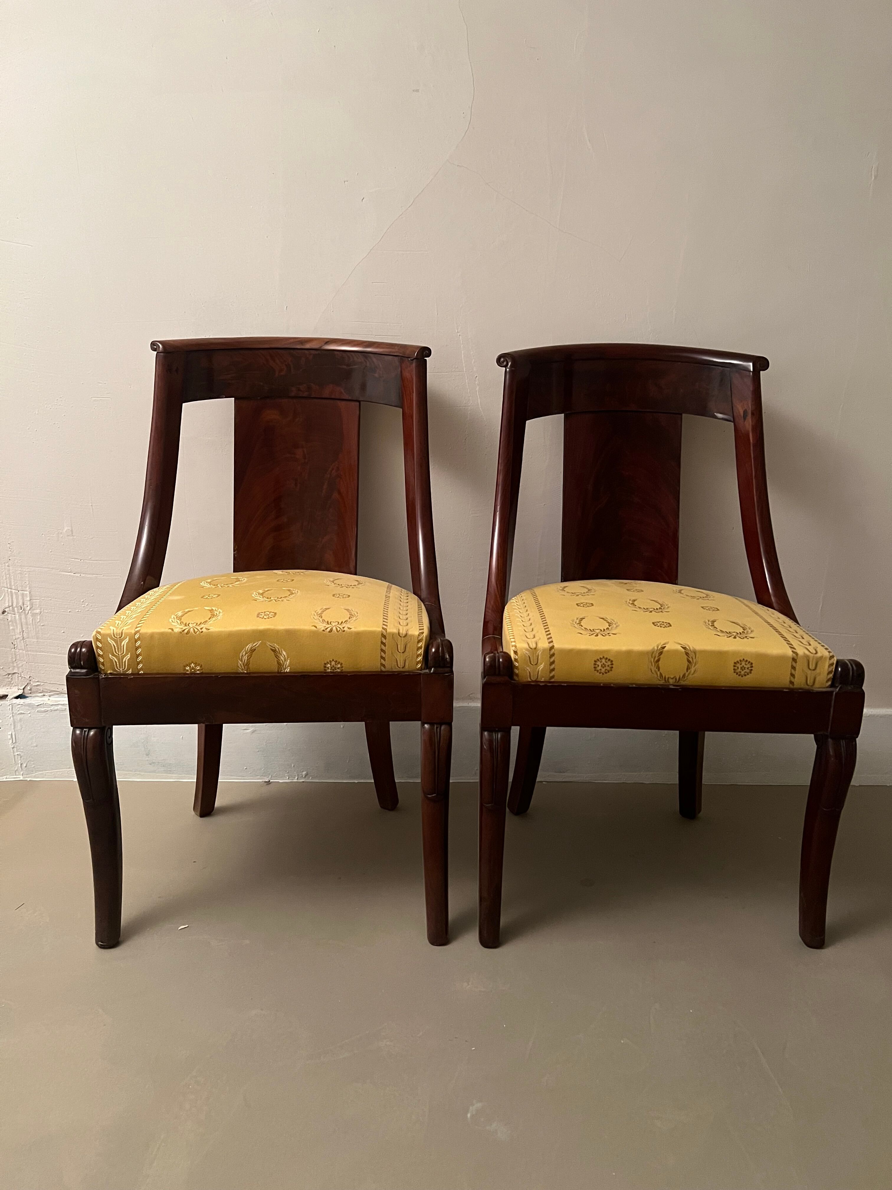 Pair of mahogany empire chairs