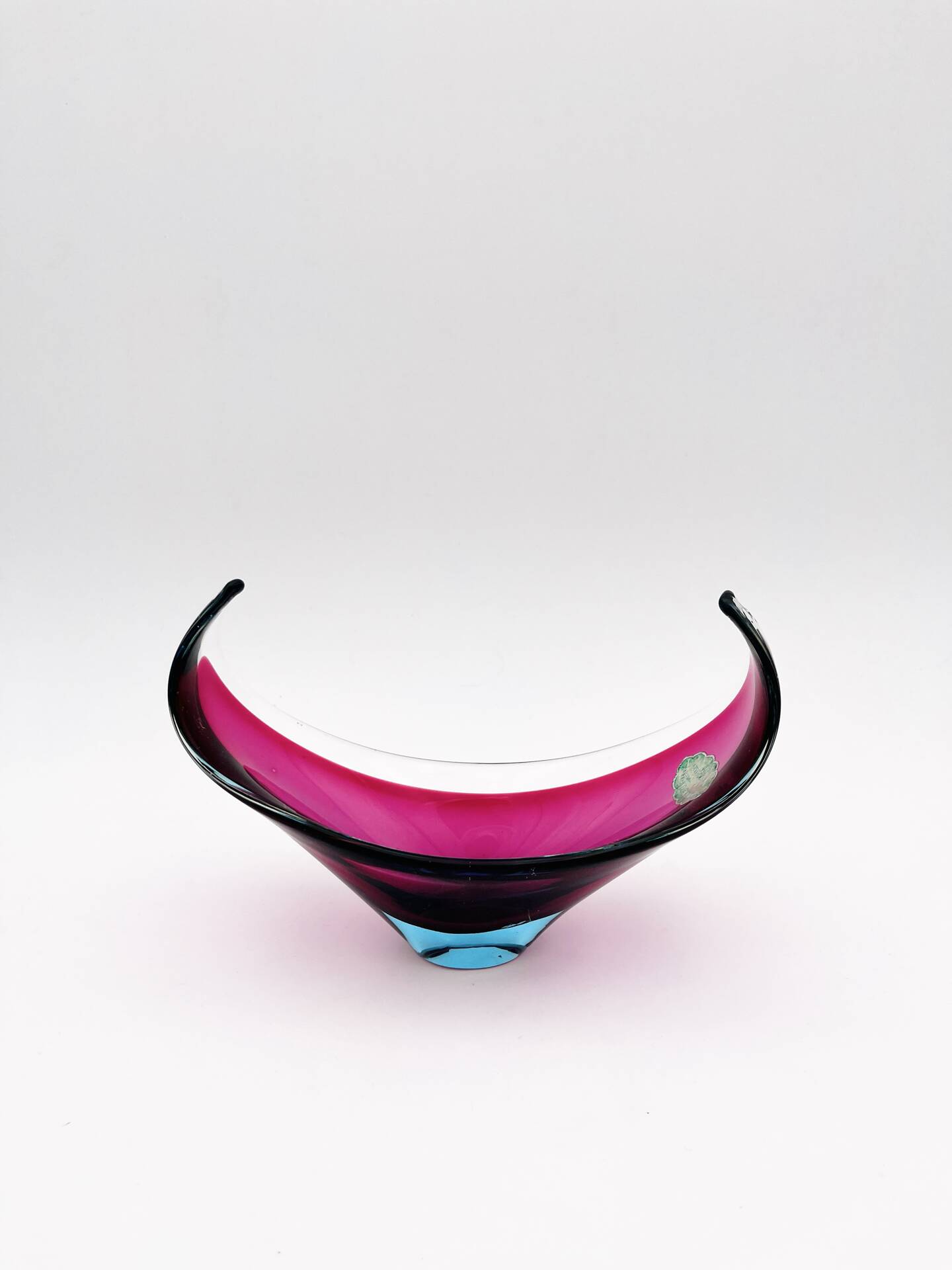 Murano Crystal Sommerso Fuchsia Turquoise Gondola Cup 19cm