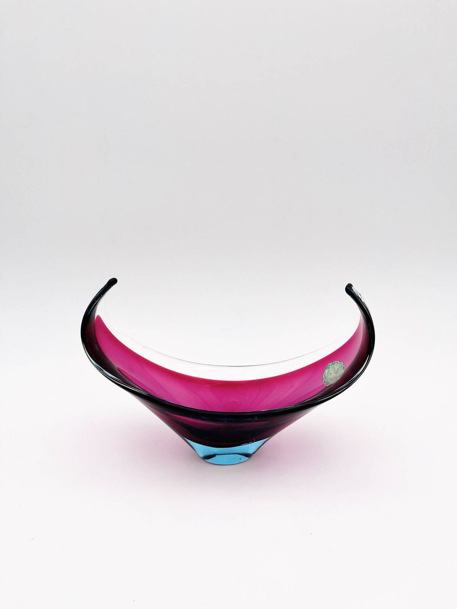 Murano Crystal Sommerso Fuchsia Turquoise Gondola Cup 19cm