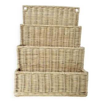 Wall mail rack, rattan mail holder, wicker 60s 70s