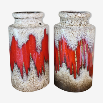 Pair of identical Vases Fat Lava 1960s-70's