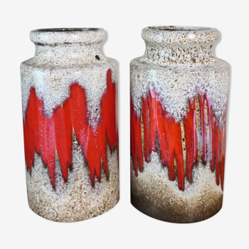 Paire de vases identiques Fat Lava années 1960-70's