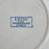Set of 6 dessert plates model Lucie U&G Sarreguemines white and blue floral border