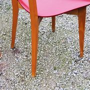 Set of 4 vintage chairs from the 50s in blond beech and red leatherette