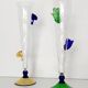 Pair of Transparent Murano Glass Flutes with Colored Details, Italy, 1980s