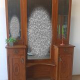 Old dressing table with triple mirror.