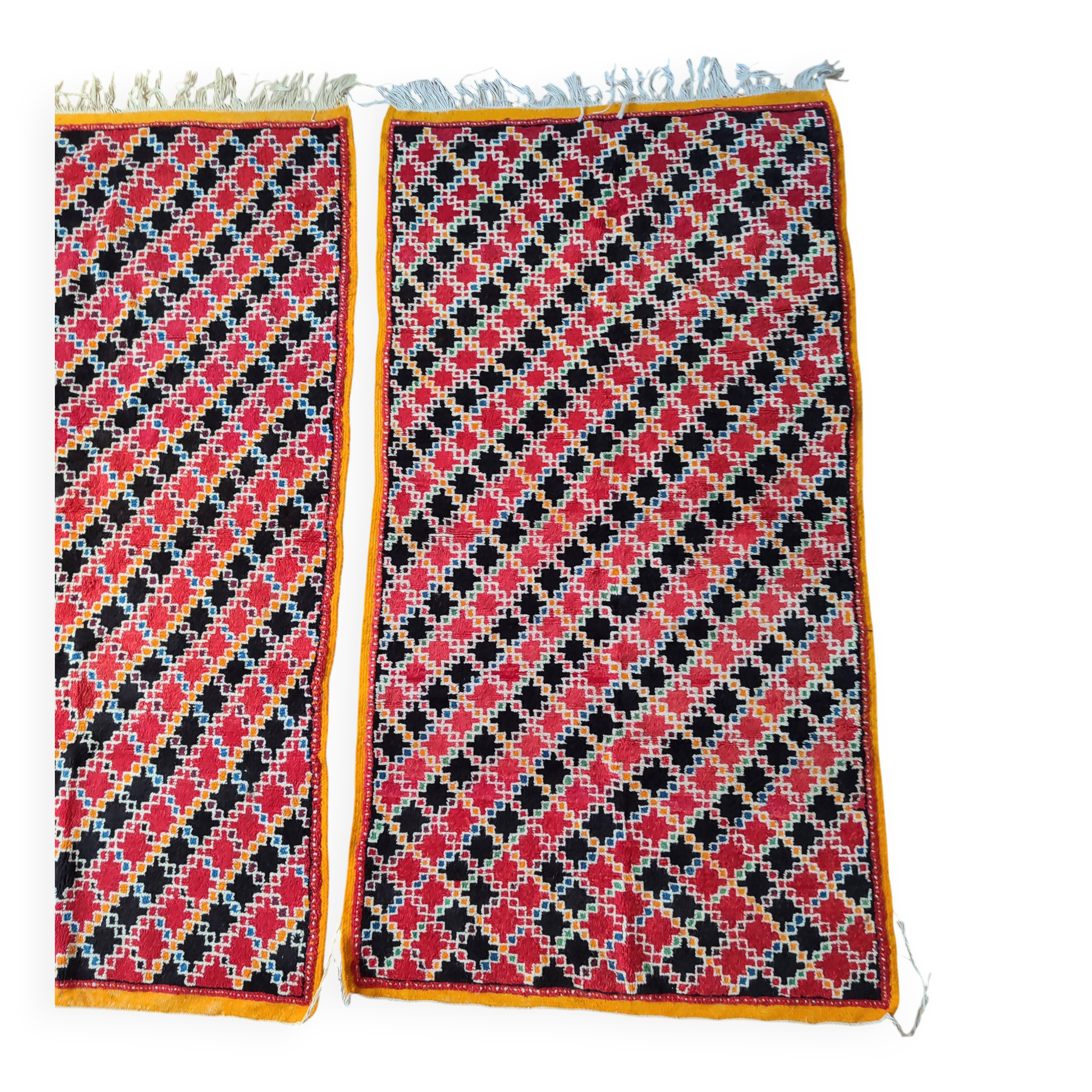 Set of 2 Moroccan Berber rugs – 100% wool – handmade – 210 × 110 cm