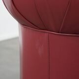 Amazing English cowhide Chesterfield armchair in a stunning red colour